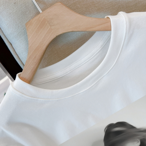 Real shot 40 threads 210g 92% cotton 8% spandex slim short-sleeved T-shirt women's pure cotton short summer top