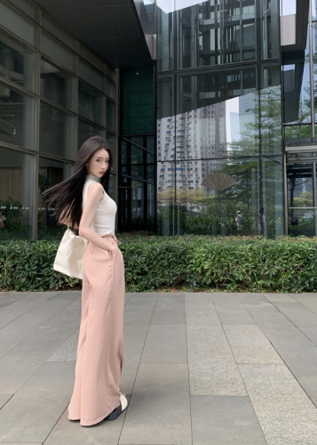 Real shot at real price High waist and thin streamer trousers women's drape loose wide-leg casual mopping pants + slim vest