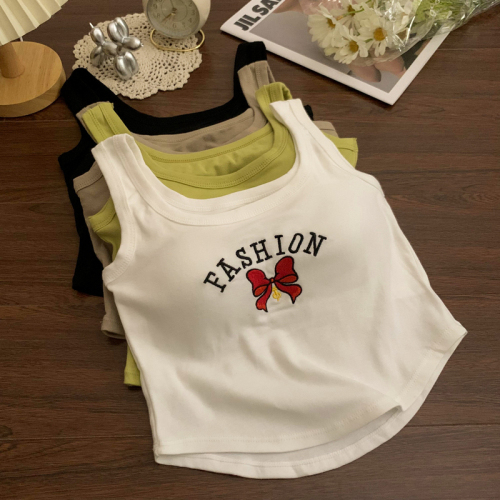 Real price real price Sleeveless top with chest pad women's design letter printing short sweet and spicy vest