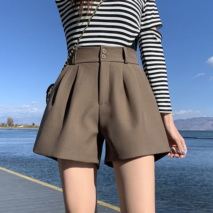 Suit shorts women's 2023 spring and summer new high waist thin casual pants fashion all-match wide-leg pants Korean version of hot pants