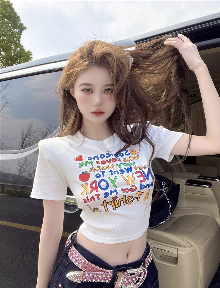 92 cotton/8 spandex 40 counts 210g pure cotton slim short T-shirt women's short sleeves