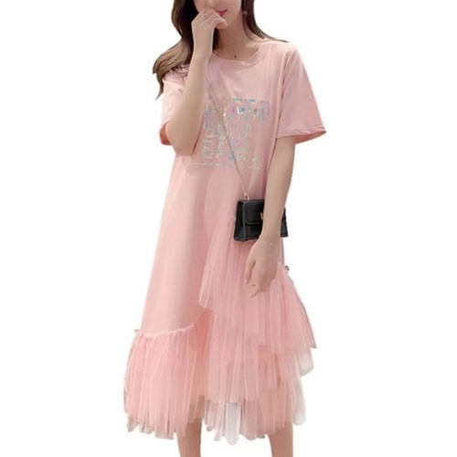 2023 new popular summer skirt splicing mesh cake T-shirt dress female fairy tutu skirt summer