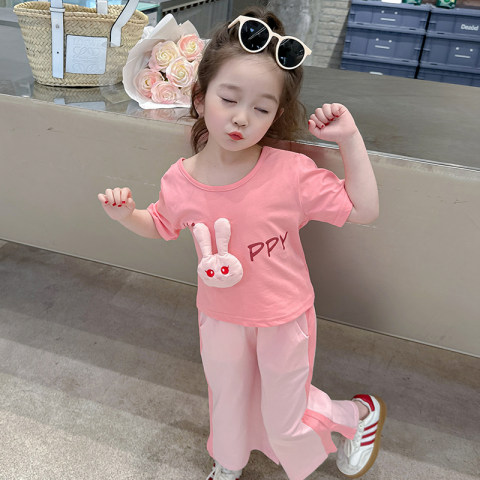 Children's clothing girls summer suit children's sportswear 2023 new foreign style baby clothes fashionable summer casual wear