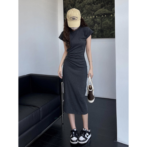 Gray waist hot girl style slim dress lazy style all-match small man long skirt package hip skirt female spring and summer