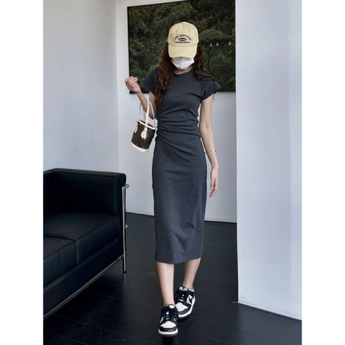 Gray waist hot girl style slim dress lazy style all-match small man long skirt package hip skirt female spring and summer