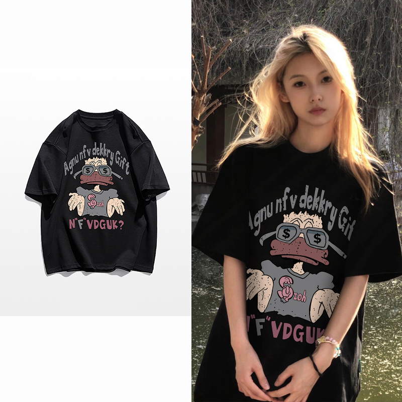 Douyin hot style 230g back bag strip summer new cotton large size women's short-sleeved T-shirt