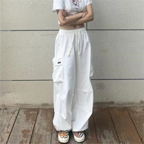 Korean version of the student all-match loose slim handsome black overalls female bf style wide-legged casual pants trendy