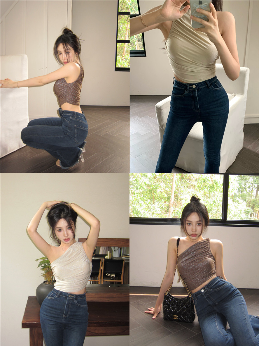 Real shot Spice girl short camisole European and American sleeveless top