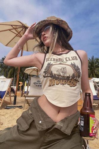 Official picture American retro racerback vest female summer outerwear European and American hot girls ins sexy camisole top