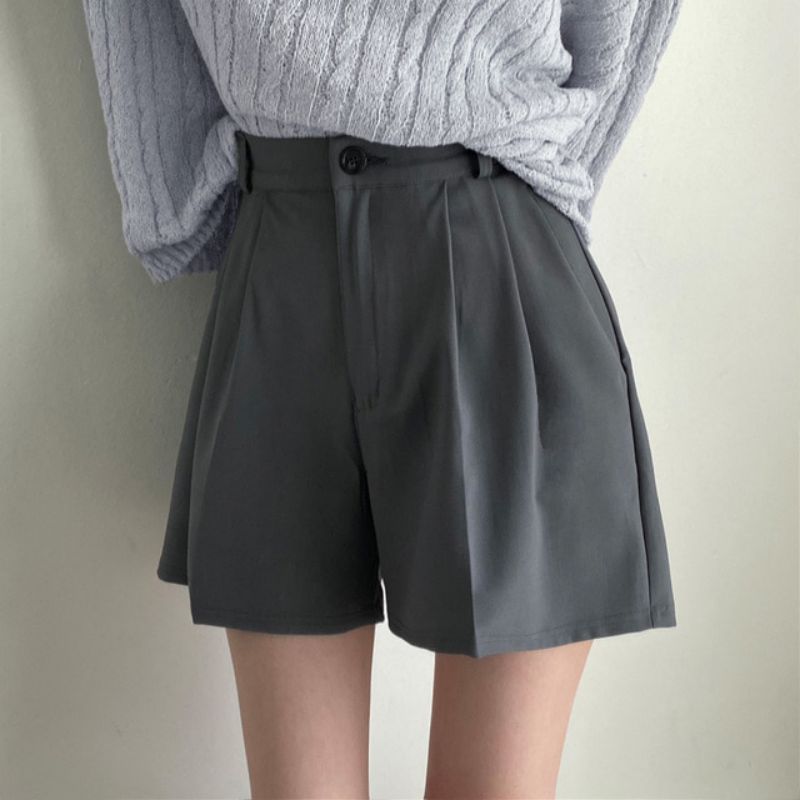 Korean chic summer thin section loose casual suit shorts women's A-line straight slim five-point pants