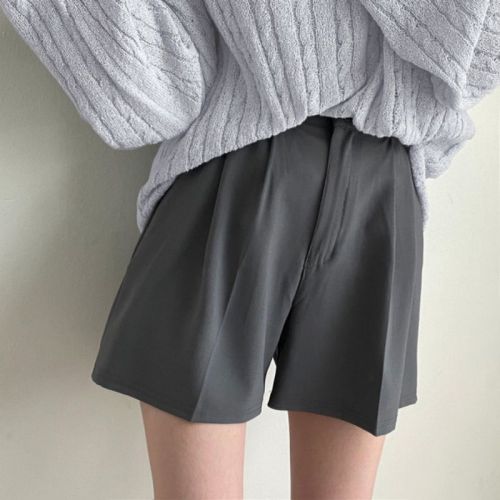 Korean chic summer thin section loose casual suit shorts women's A-line straight slim five-point pants
