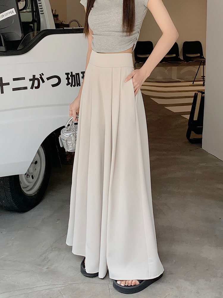 Real shot real price 2023 new Korean version design sense pleated skirt high waist drape slim casual skirt pants female tide