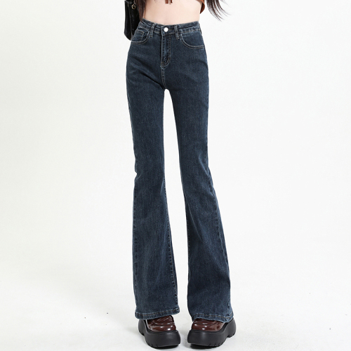 S-XL flared jeans women's elastic spring and summer  high waist thin and small wide-leg women's pants