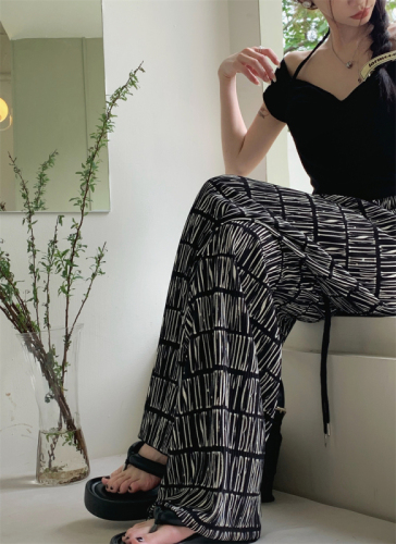 Real price real price summer new loose all-match printed casual pants wide-leg pants women's trousers
