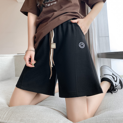Real price imitation cotton twill drawstring sports shorts women 2023 summer loose casual five-point pants