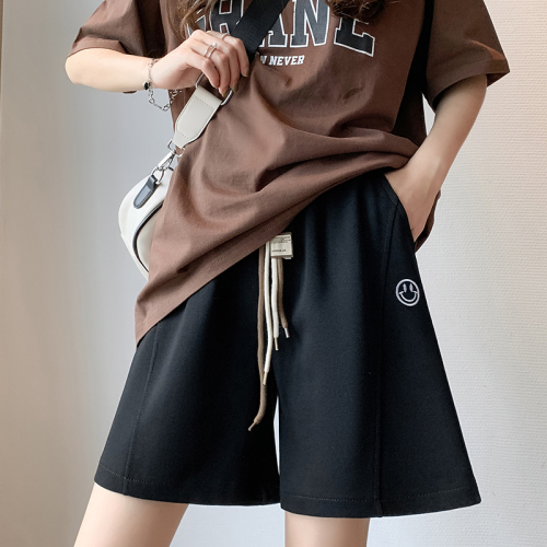 Real price imitation cotton twill drawstring sports shorts women 2023 summer loose casual five-point pants