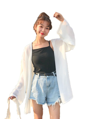 Snow shirt sun protection clothing women's summer Korean version of ulzzang beach clothing all-match thin jacket mid-length cardigan top