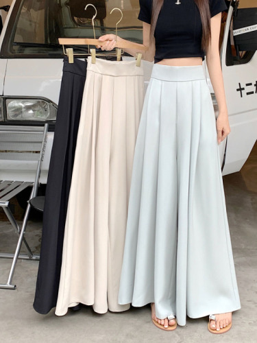 Real shot real price 2023 new Korean version design sense pleated skirt high waist drape slim casual skirt pants female tide