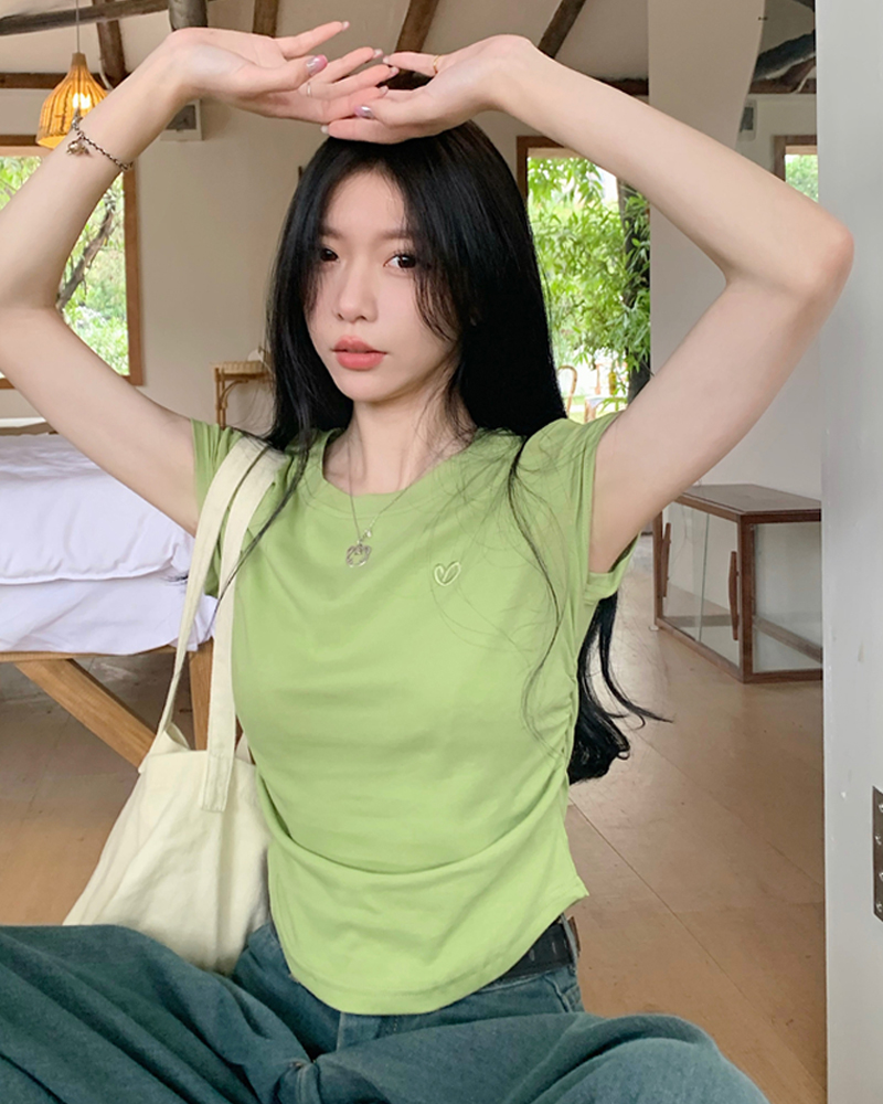 Cotton back bag 210g 40 counts 92 cotton 8 spandex new short-sleeved T-shirt female embroidery