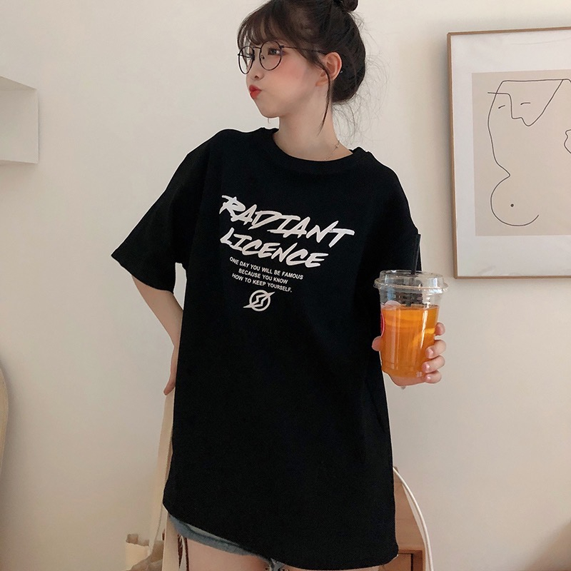 Real price pure cotton wrap collar 2023 summer new 200g pure cotton shoulder strip loose print short-sleeved t-shirt