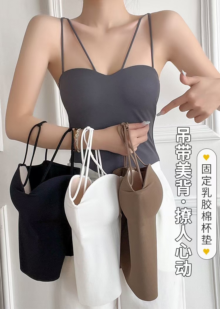 Real price cross thin shoulder strap camisole women's inner wear with chest pad one-piece top bottoming outerwear
