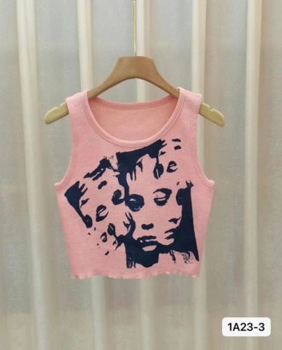 Net price Yang Bubble American retro printed sleeveless vest design sense navel short hot girl top