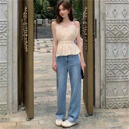 Camisole women's 2023 summer new Korean style temperament design sense niche slim sexy splicing tops for outerwear