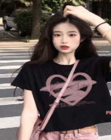 Can't afford ins sweet and spicy short top female students Korean version loose salt short-sleeved T-shirt niche summer tide