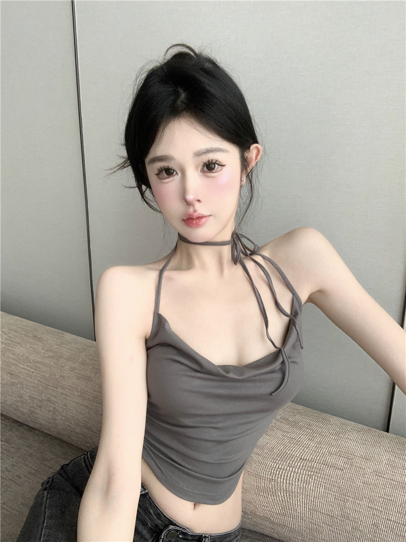 Real price real shot collar showing CUP sling pure desire wind sweet and spicy summer design sense hanging neck vest