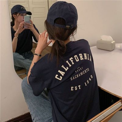 Short-sleeved t-shirt female loose Korean version of ins tide 2023 spring and summer new mid-length half-sleeved top ins tide
