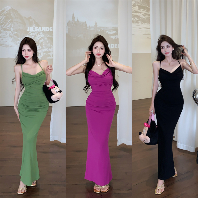 Real shot real price pure desire sexy suspender waist slimming bag hip mermaid dress dress women