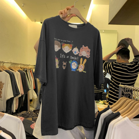 Cotton Rib Collar Back Wrap Collar Dropped Shoulders New T-shirt Versatile Women's Clothing