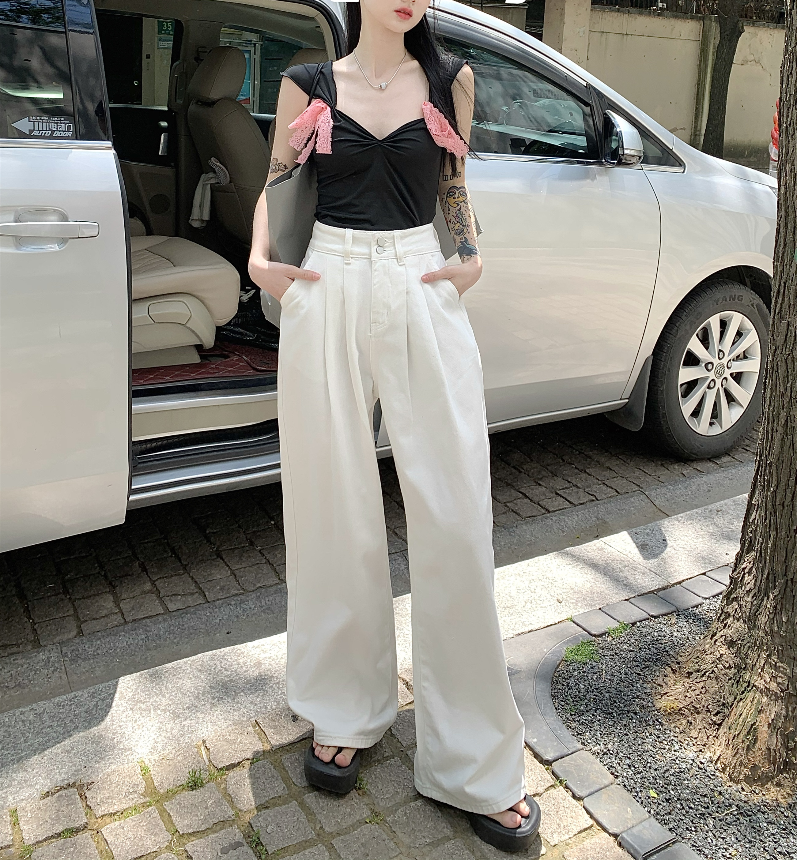 Real shot real price loose wide-leg slimming all-match straight-leg jeans