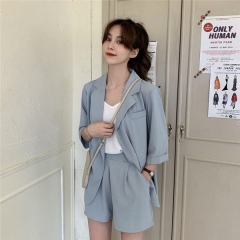 Temperament Fried Street Suit Shorts Set Women's Summer Thin Fashion Net Red Short-sleeved Casual Suit Two-piece Western Style