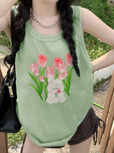 Pure cotton combed 200g 21pcs + threaded collar original practice before printing loose vest t-shirt women
