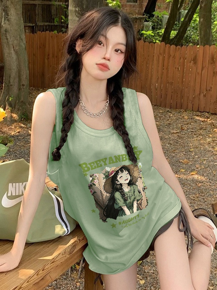 Pure cotton combed 200g 21pcs + threaded collar original practice before printing loose vest t-shirt women