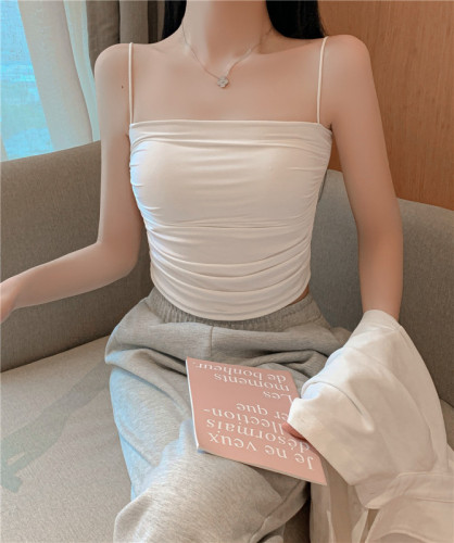 Real price real price ice silk camisole wrinkle design sense of outerwear summer short sleeveless bottoming clothes hot girls
