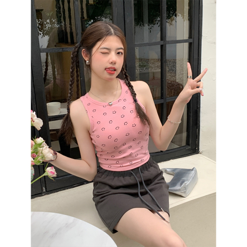 Net price does not reduce the real shot of sweet and spicy beautiful back tooling vest women's summer outerwear slim short top with chest pad