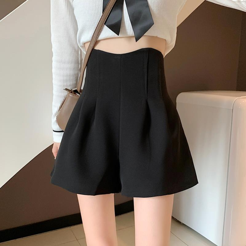 023 summer new suit pants high waist vertical straight pants shorts ladies wear black wide-leg pants