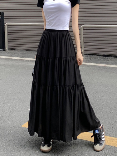 Real price real price 2023 new Korean version design sense skirt splicing long section big swing skirt female