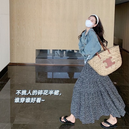  spring and summer half-length skirt new Korean style retro chic commuting niche design floral skirt