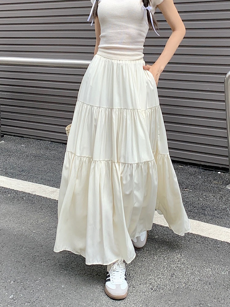 Real price real price 2023 new Korean version design sense skirt splicing long section big swing skirt female