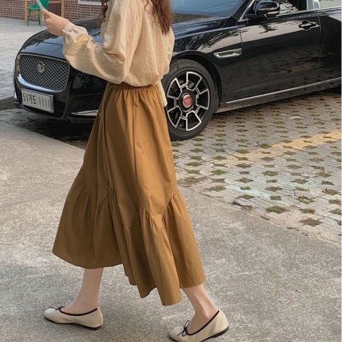 Under the inner Korean Dongdaemun temperament thin all-match skirt a-line skirt umbrella skirt high waist skirt female spring and summer