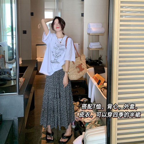  spring and summer half-length skirt new Korean style retro chic commuting niche design floral skirt