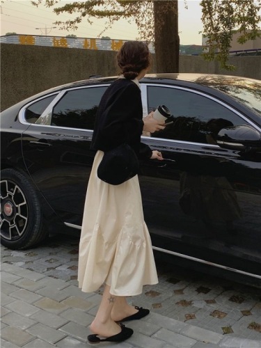 Under the inner Korean Dongdaemun temperament thin all-match skirt a-line skirt umbrella skirt high waist skirt female spring and summer