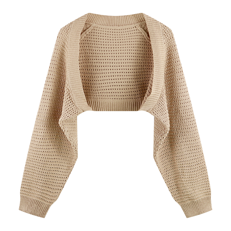 Korean style fashion loose hollow short top cardigan long-sleeved sunscreen sweater women's summer new outerwear