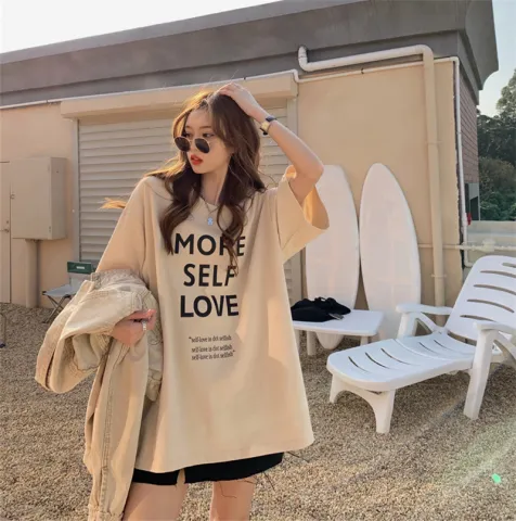 Cotton high-density siro spinning American retro Harajuku style short-sleeved women's trendy casual