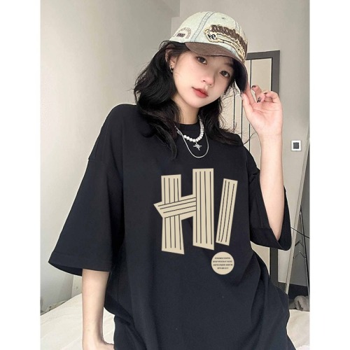 New trendy brand all-match loose letter print lazy wind pure cotton T-shirt