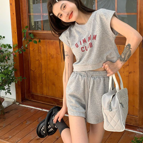 Casual fashion suit short top women's 2023 summer new short-sleeved T-shirt sportswear shorts two-piece set