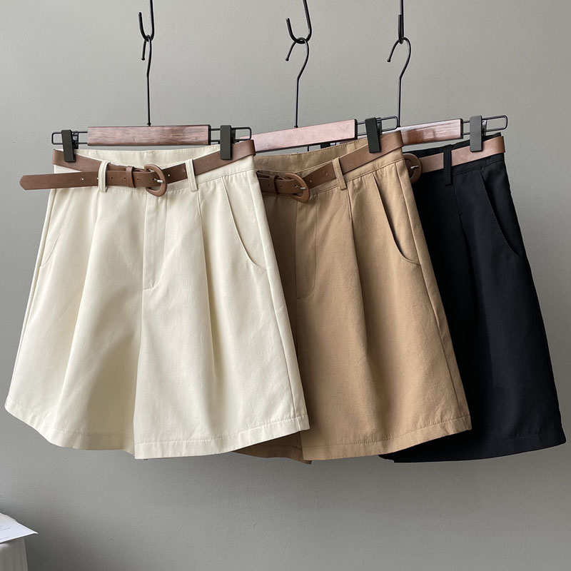Suit shorts women's summer Korean version high waist loose wide leg pants small casual overalls mid pants five point pants